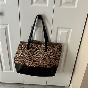 Chico's Leopard and Black Tote Bag